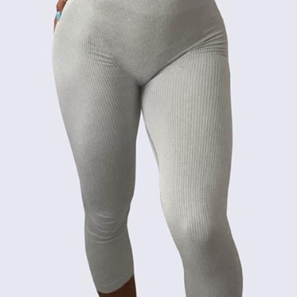 Workouts By Katya Grey Ribbed Leggings - Picture 2 of 3